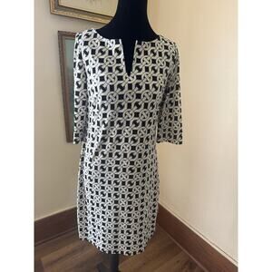 Laundry by Design Black White Chain Print Shift Dress Size 2